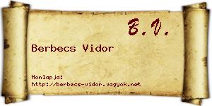 Berbecs Vidor névjegykártya